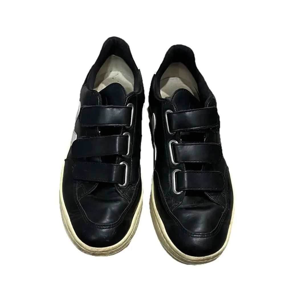 Veja Recife Black Leather Triple‎ Hook Loop Straps Women's Athletic Shoes Size 5